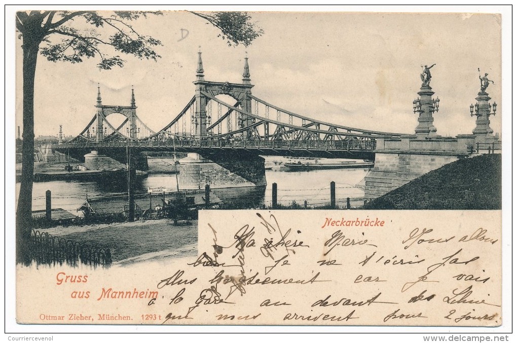 CPA - MANNHEIM (Bade Wurt) - Gruss Aus Mannheim / Neckarbrücke + "Mirecourt à Nancy" 1903 - Mannheim