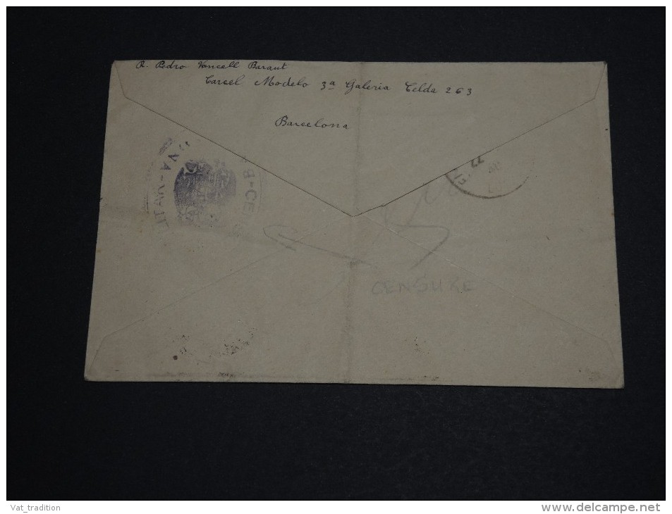 ESPAGNE - Enveloppe De Barcelone Pour La France En 1939 Avec Censure Au Verso - A Voir- L 219 - Nationalists Censor Marks