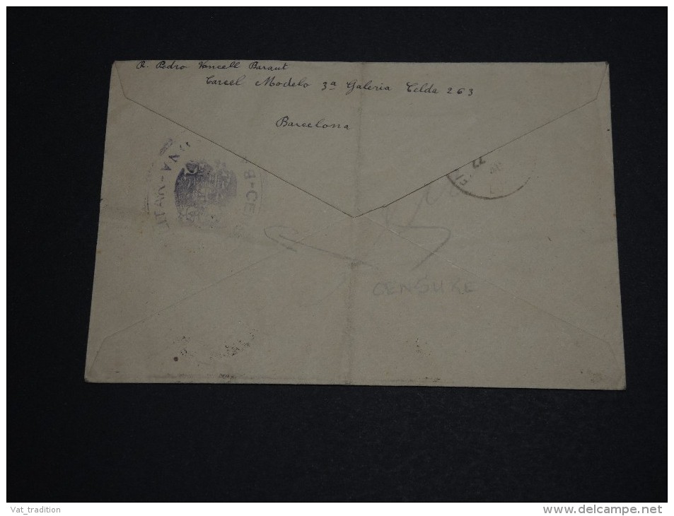 ESPAGNE - Enveloppe De Barcelone Pour La France En 1939 Avec Censure Au Verso - A Voir- L 219 - Marcas De Censura Nacional