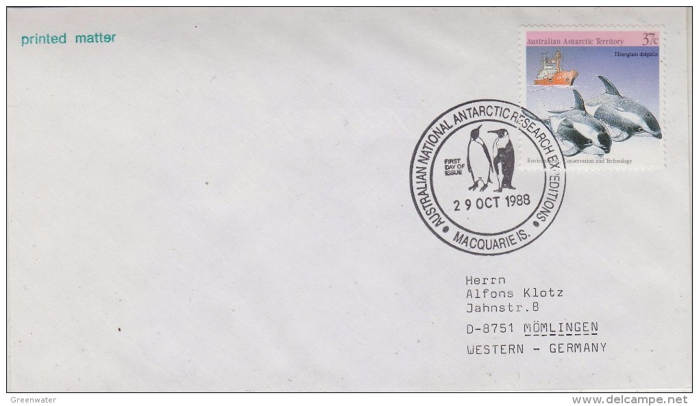 AAT Macquarie Island 1988 Cover Ca 29 Oct 1988 (30651) - Brieven En Documenten