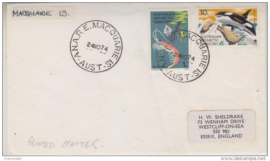 AAT 1974 Macqueueue Island Cover Ca 24 Nov 74 (30653) - Lettres & Documents