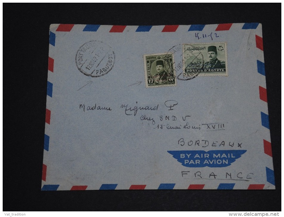 EGYPTE - Env. Pour La France En 1952 - Cachet Bateau Et Affranchissement Timbres Surchargés  - A Voir- L 234 - Cartas & Documentos