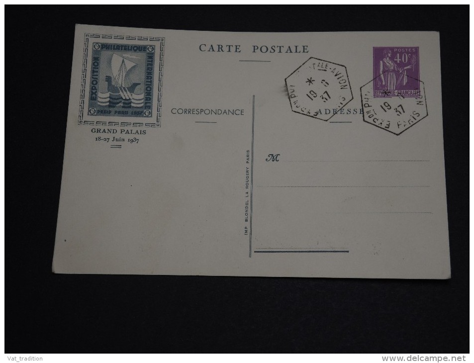 FRANCE - Entier Postal Type Paix De L 'exposition Pexip En 1937 - A Voir- L 242 - Cartes Postales Types Et TSC (avant 1995)