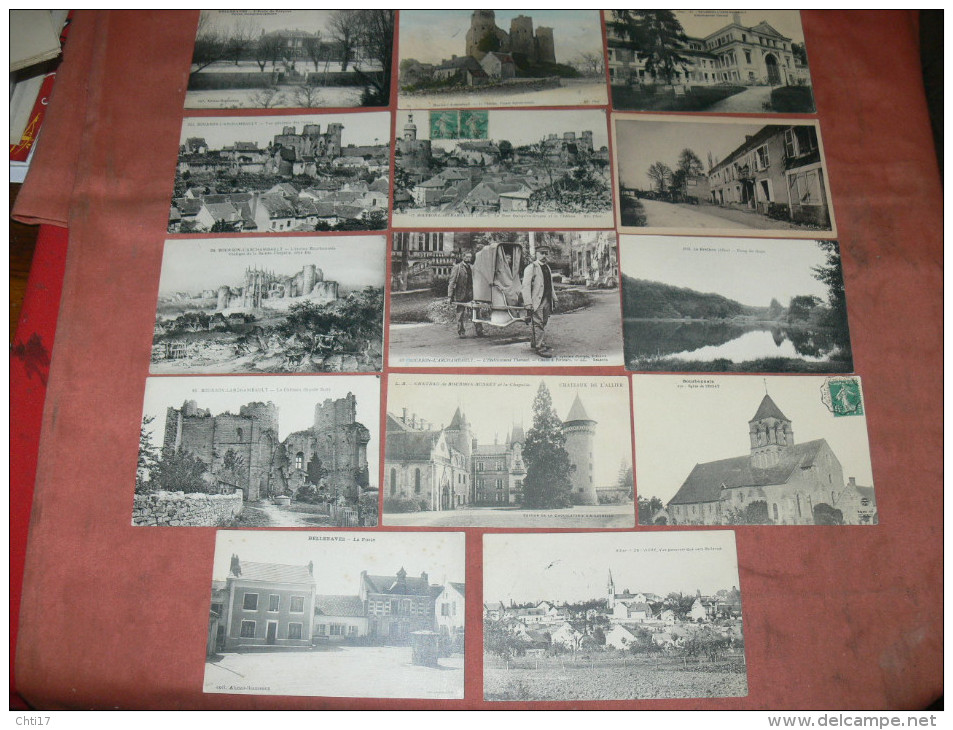 BOURBON L ARCHAMBAULT / VICHY /  1910  LOT DE 42  CPA ANIMATIONS RUE / CHAISE A PORTEUR  / CHATEAUX / TYPE FOLKLORE