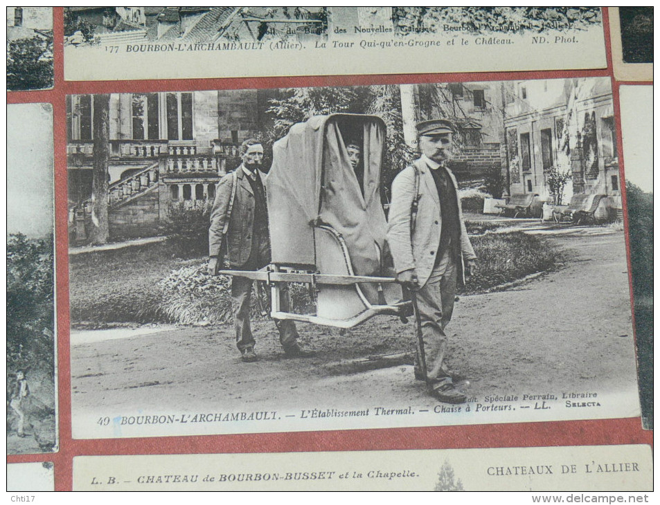 BOURBON L ARCHAMBAULT / VICHY /  1910  LOT DE 42  CPA ANIMATIONS RUE / CHAISE A PORTEUR  / CHATEAUX / TYPE FOLKLORE