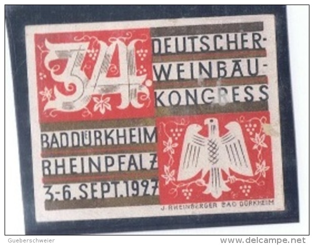 VIN-L26 - ALLEMAGNE Vignette "Deutscher Weinbau-Kongress BADDÜRKHEIM Rheinpfalz 1927 - Vins & Alcools