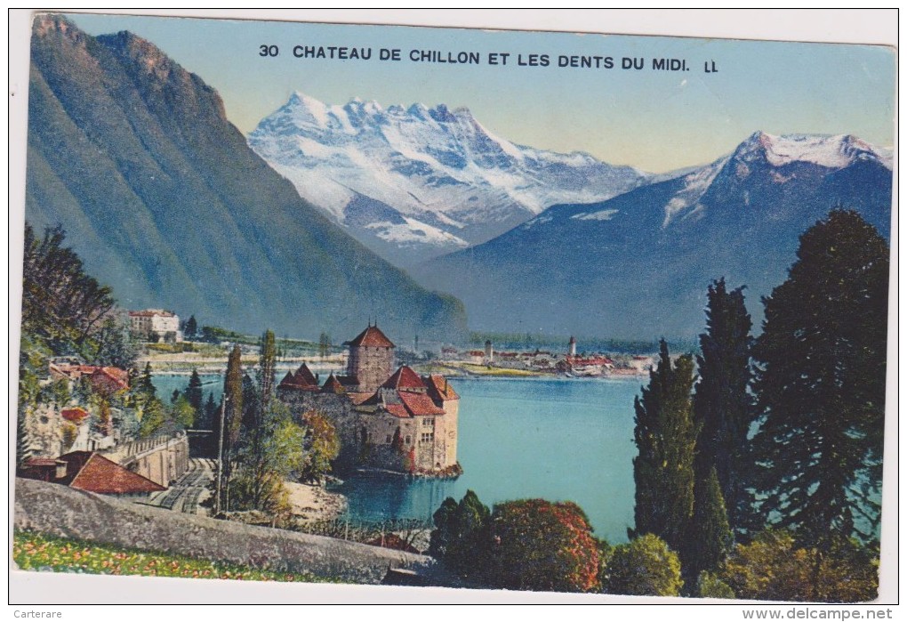 SUISSE,HELVETIA,SWISS,SCH WEIZ,SVIZZERA,SWITZERLAND ,VAUD,chateau Chillon En 1913,veytaux,Montreux, Lac Léman - Montreux