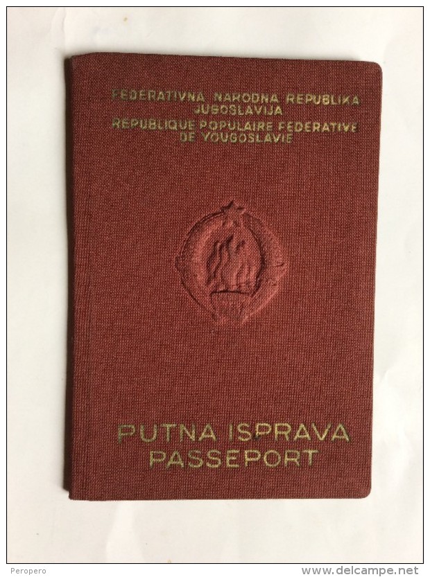 PASSAPORTO        PASSPORT    REISEPASS  1959.    YUGOSLAVIA    VISA TO : WEST GERMANY , HUNGARY , CZECHOSLOVAKIA , - Historische Dokumente