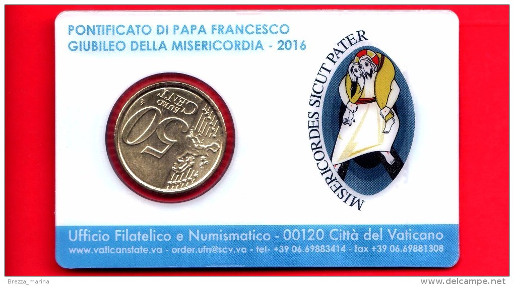 VATICANO - FDC - 2016 - Pontificato Papa Francesco - Giubileo Misericordia - 0.50 - Stamp & Coin Card - 1.00 - N.11 - Vaticano