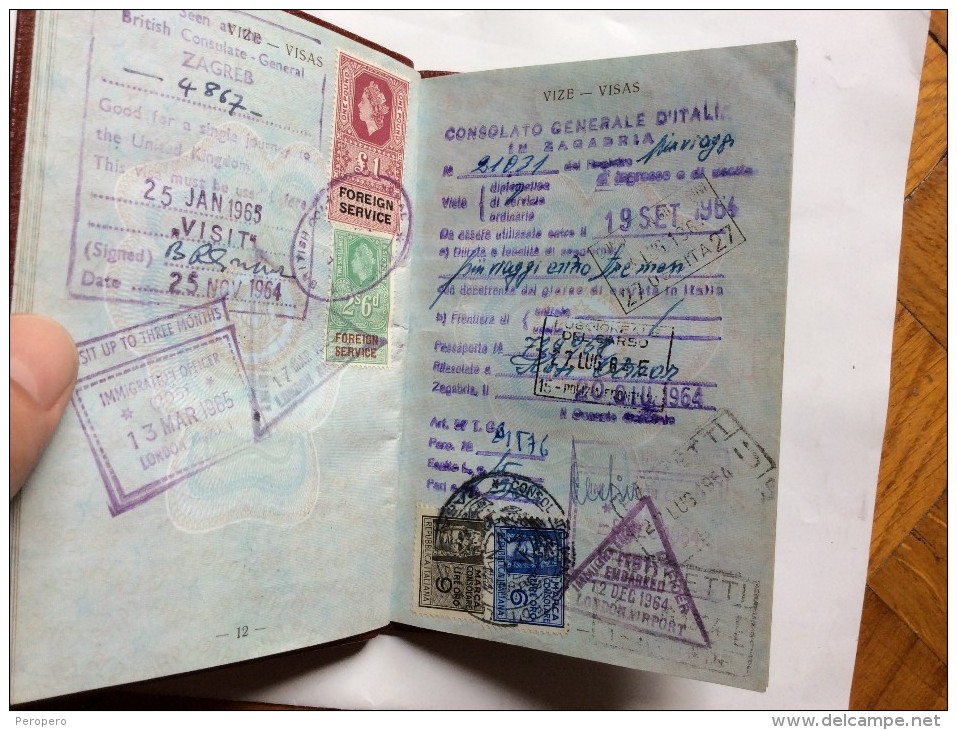 PASSAPORTO     PASSPORT  REISEPASS  1964.YUGOSLAVIA  VISA TO :ALL EUROPEAN COUNTRIES EXCEPT SPAIN , PORTUGAL AND ALBANIA - Historische Dokumente