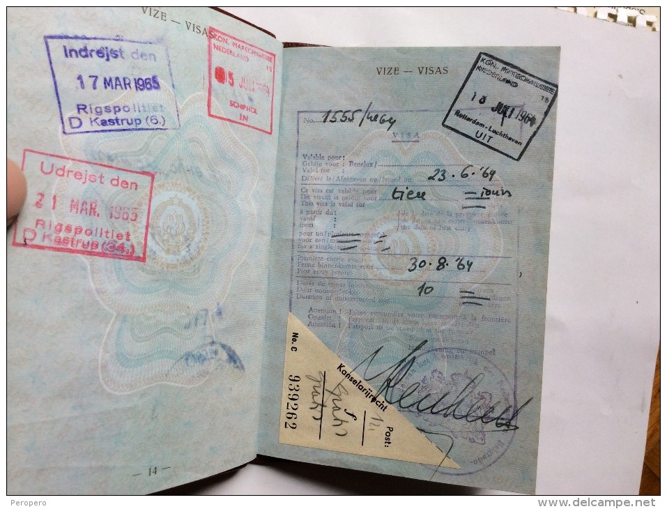 PASSAPORTO     PASSPORT  REISEPASS  1964.YUGOSLAVIA  VISA TO :ALL EUROPEAN COUNTRIES EXCEPT SPAIN , PORTUGAL AND ALBANIA
