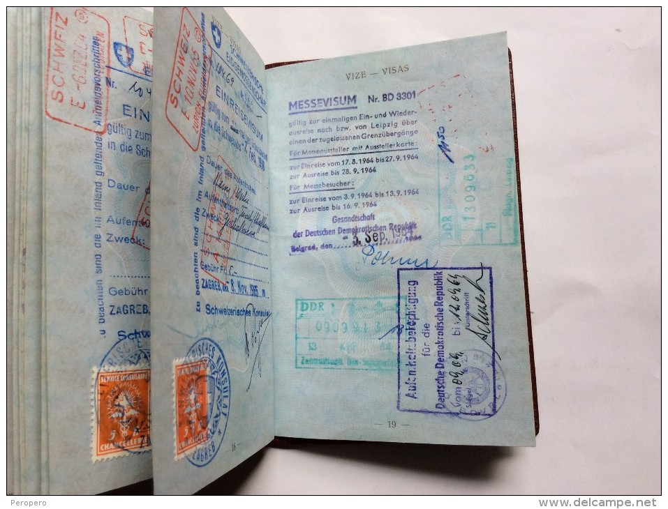 PASSAPORTO     PASSPORT  REISEPASS  1964.YUGOSLAVIA  VISA TO :ALL EUROPEAN COUNTRIES EXCEPT SPAIN , PORTUGAL AND ALBANIA