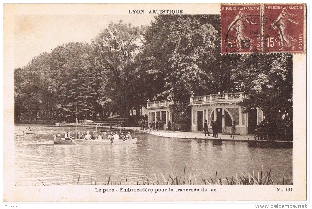 18473. Postal LYON Gare (Rhone) 1932. Le Parc Et Embarcadere Du Lac - Cartas & Documentos