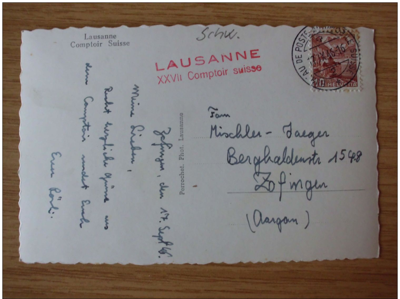 1946, POSTKARTE Von LAUSANNE, COMPTOIR SUISSE - Lausanne