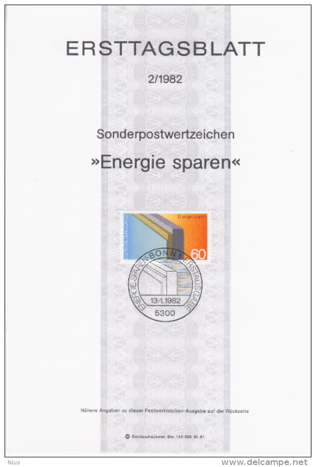 Germany Deutschland 1982-02 Energie Sparen, Energy Saving, Thermal Insulation, Canceled In Bonn - 1981-1990