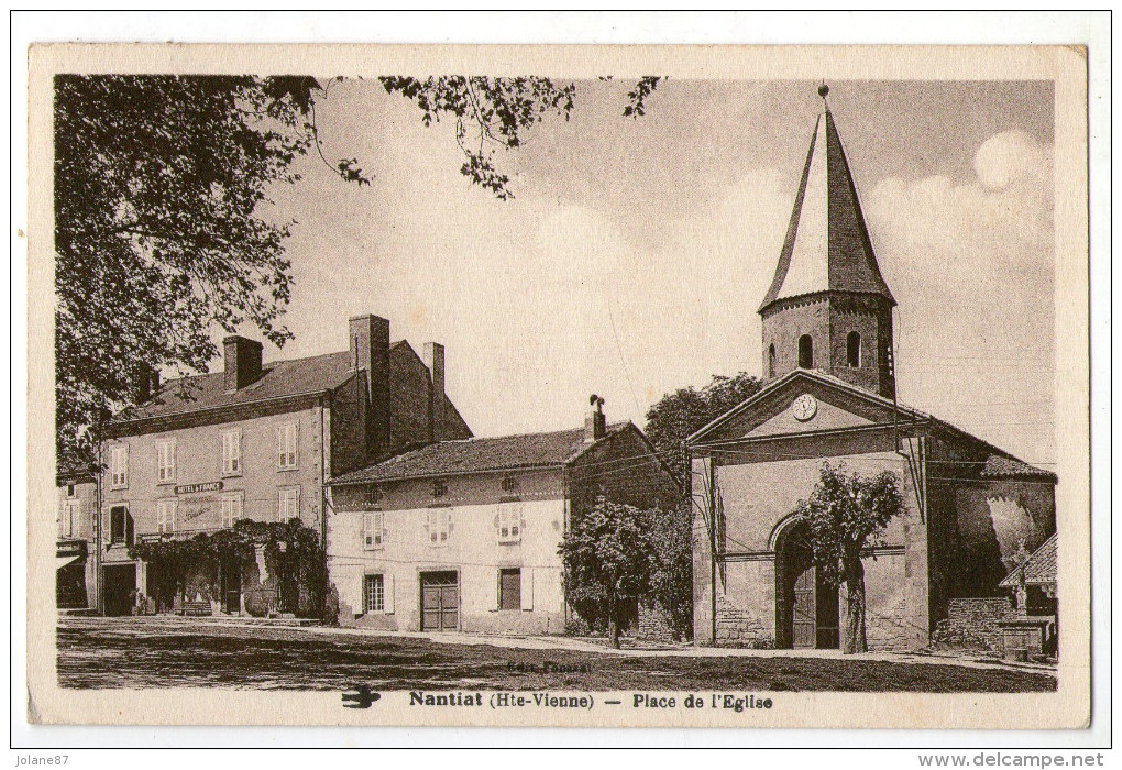 CPA  87   NANTIAT  1938    PLACE DE L EGLISE   HOTEL DE FRANCE - Nantiat