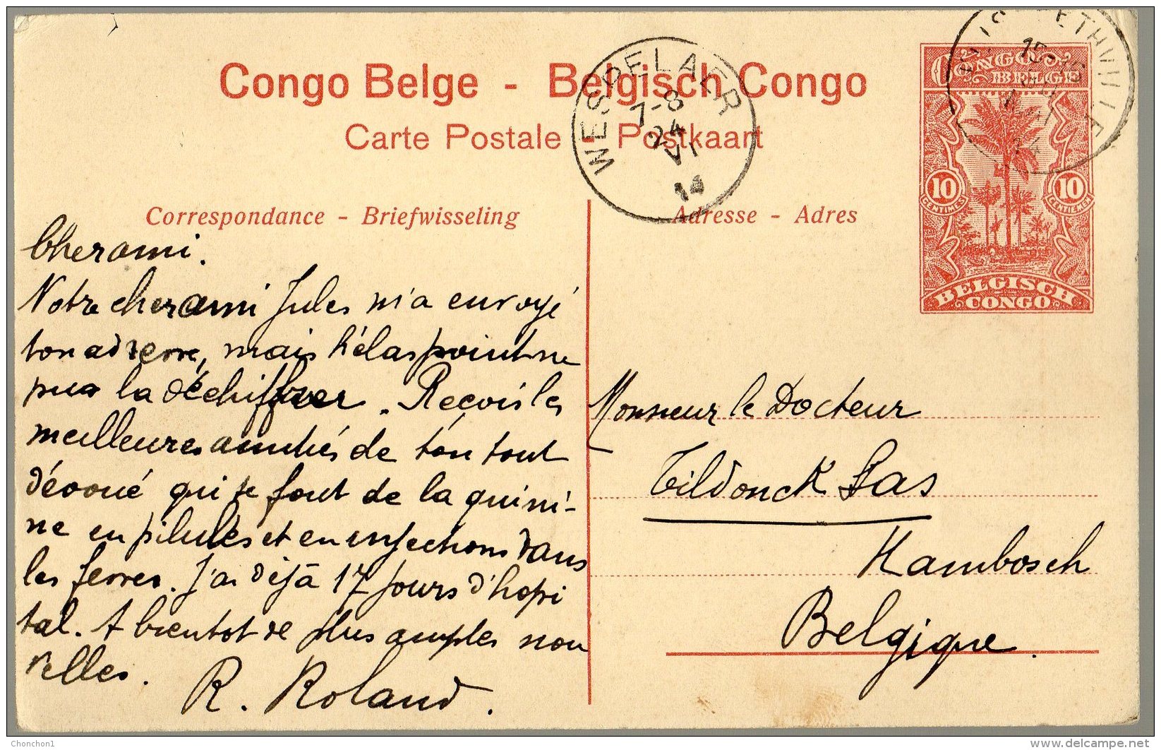CONGO ENTIER STIBBE 43  VUE 69 ALBERTVILLE OBL ELISABETHVILLE + WESPELAER 1914- EP1 - Entiers Postaux