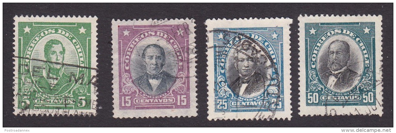 Chile, Scott #163, 165, 167, 169, Used, Famous Chilean, Issued 1929 - Chile