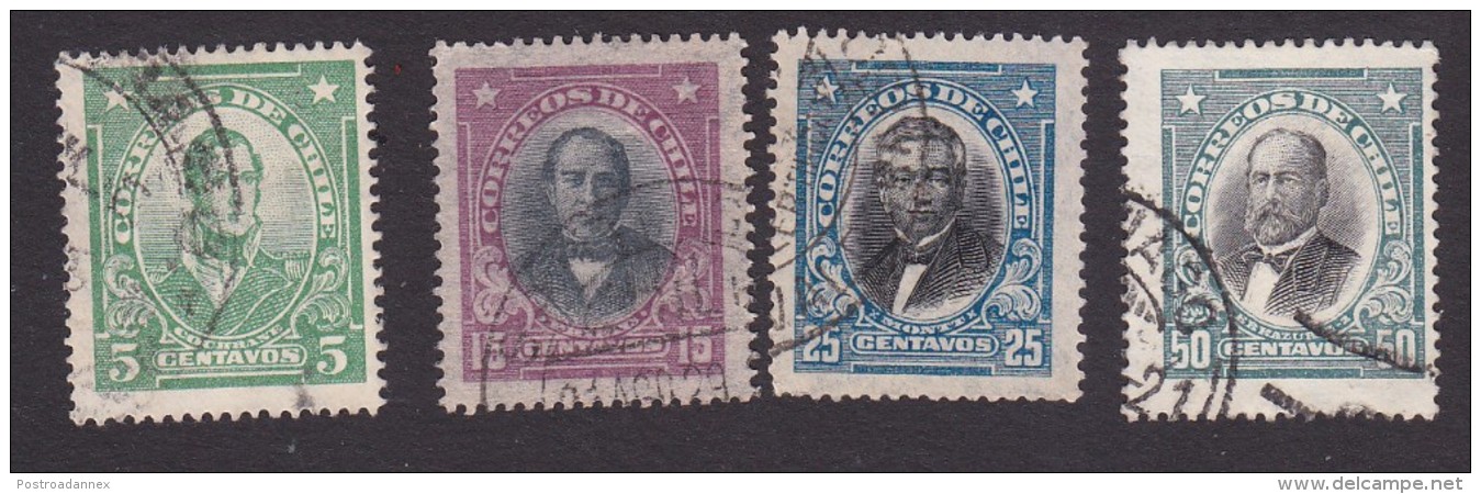 Chile, Scott #163, 165, 167, 169, Used, Famous Chilean, Issued 1929 - Chile