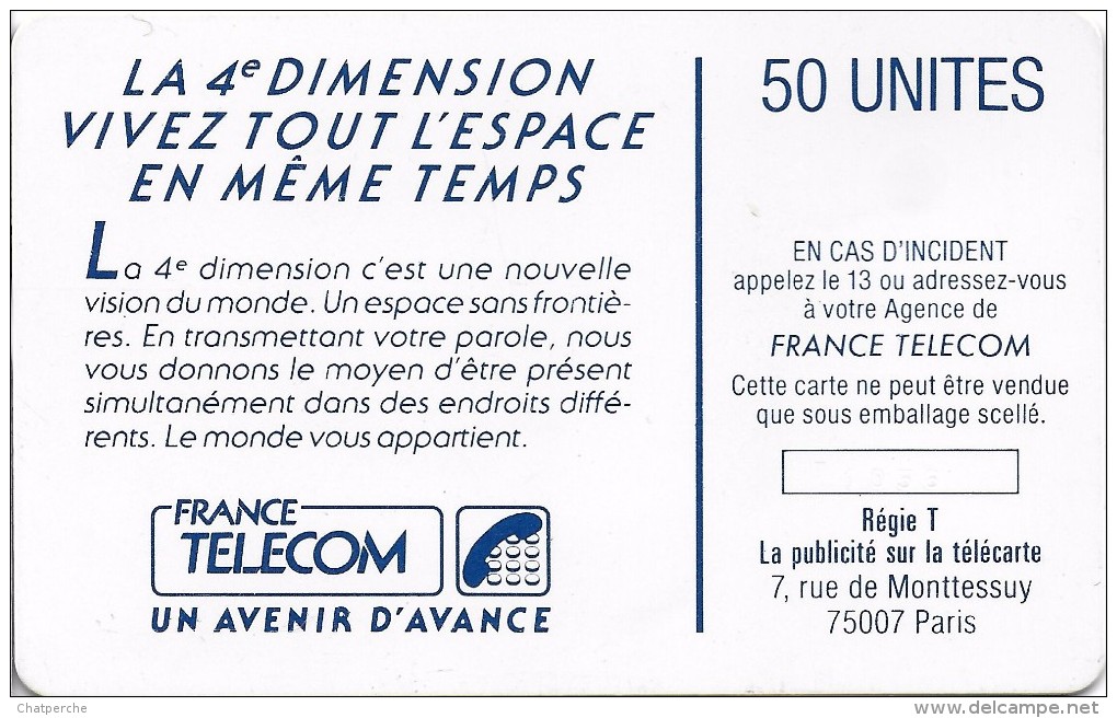 TELECARTE LA 4 EME DIMENSION HOMMES F 38 50 UNITES 1988 TIRAGE 400.000 - 1988