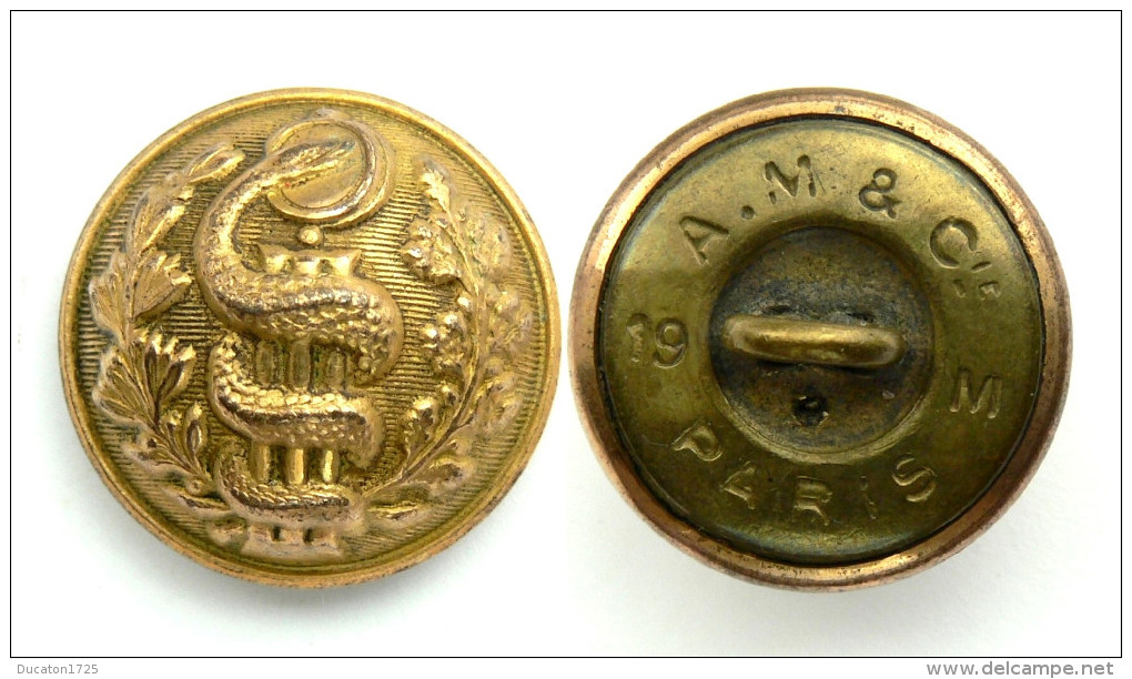 Bouton Officier SERVICE DE SANTE (1883-1914). Demi-grelot. 19 Mm. Doré. Superbe - Boutons