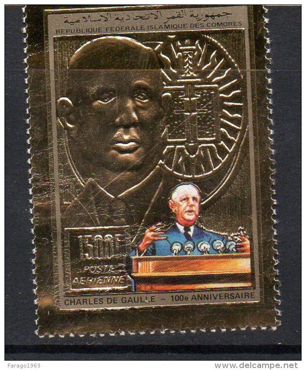 1991 Comoros Gold DeGaulle  Complete Set Of 1 MNH - Isole Comore (1975-...)