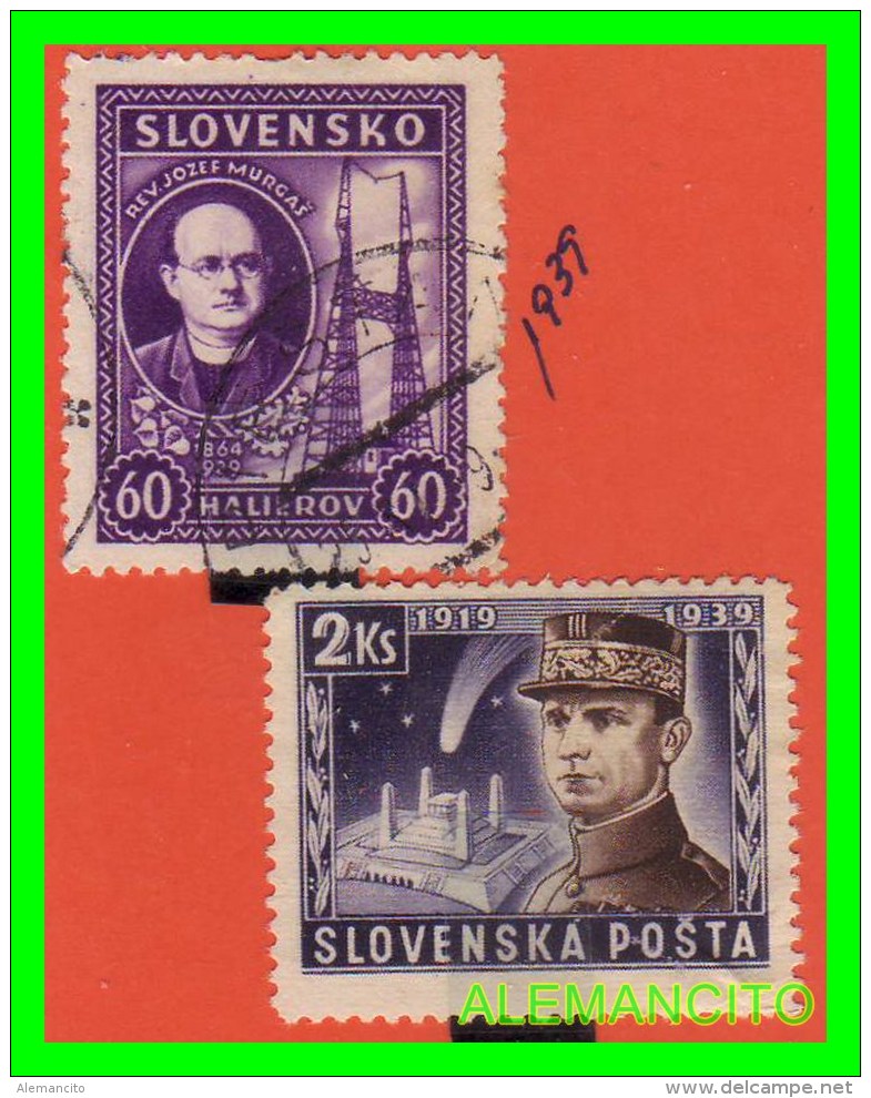 ESLOVAQUIA  ( SLOVENSKO  EUROPA  )  2 SELLOS AÑO 1939 - Ungebraucht