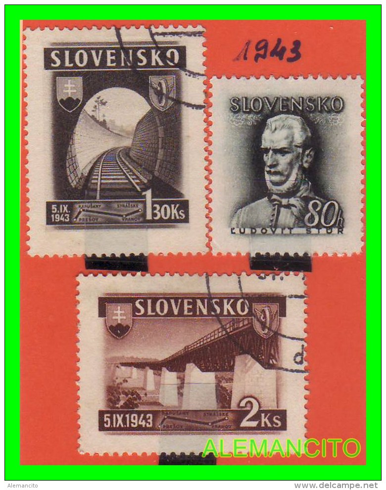 ESLOVAQUIA  ( SLOVENSKO  EUROPA  )  3 SELLOS  AÑO 1943 - Nuevos