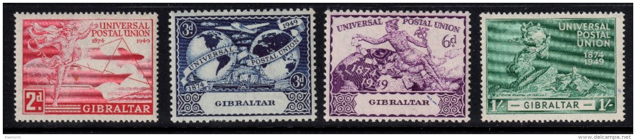 GIBRALTAR 1949 UPU Universal Postal Union Omnibus - Mint Lightly Hinged  MH * -  6B1094 - Gibraltar