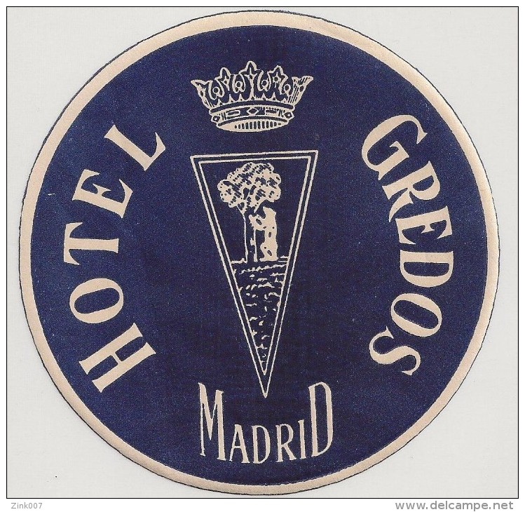 Hotel Label - Spain - Madrid - Hotel Gredos - España Etiquette Publicité - Label Publicity - Etichetta Pubblicita - Hotel Labels