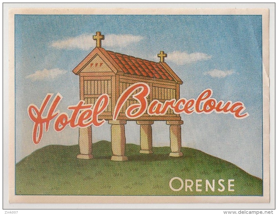 Hotel Label - Spain - Orense - Hotel Barcelona - España Etiquette Publicité - Label Publicity - Etichetta Pubblicita - Etiketten Van Hotels