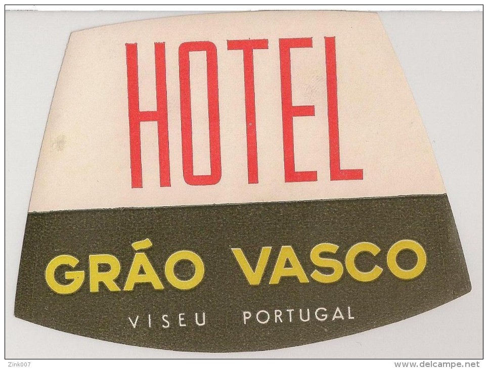 Hotel Label - Portugal - Viseu - Hotel Grão Vasco - Etiquette Publicité - Label Publicity - Etichetta Pubblicita - Etiketten Van Hotels