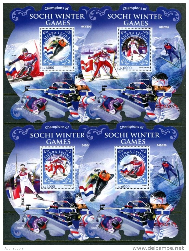 SIERRA LEONE  SOCHI 2014 OLYMPIC RUSSIA FRANCE  WINNERS 4 S/S PERF MNH - Winter 2014: Sochi