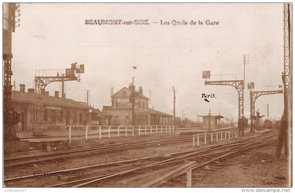 95-BEAUMONT-SUR-OISE- CARTE PHOTO - LES QUAI DE LA GARE - Beaumont Sur Oise