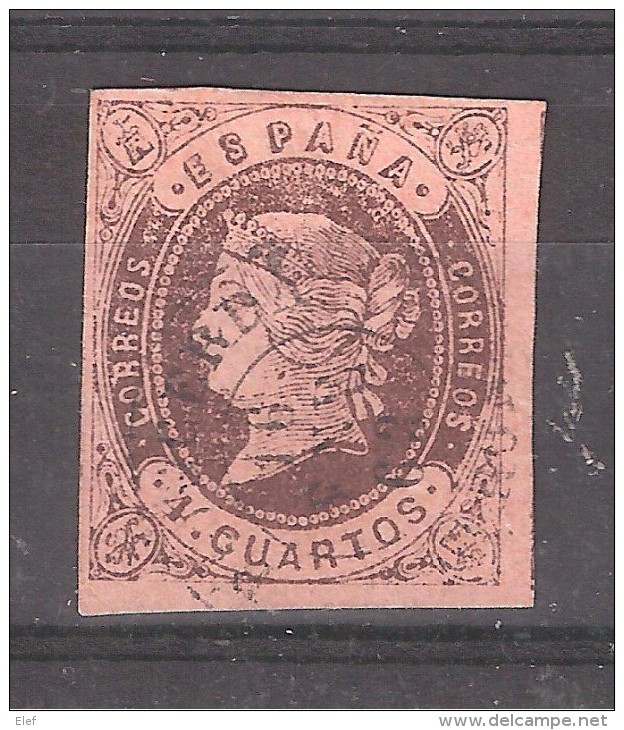 ESPANA / Espagne / SPAIN 1862,  Yvert N° 54, 4 Cuartos Brun / Saumon , Obl Cachet De CACERES , 16 Enero 1863  , SUPERBE - Gebraucht