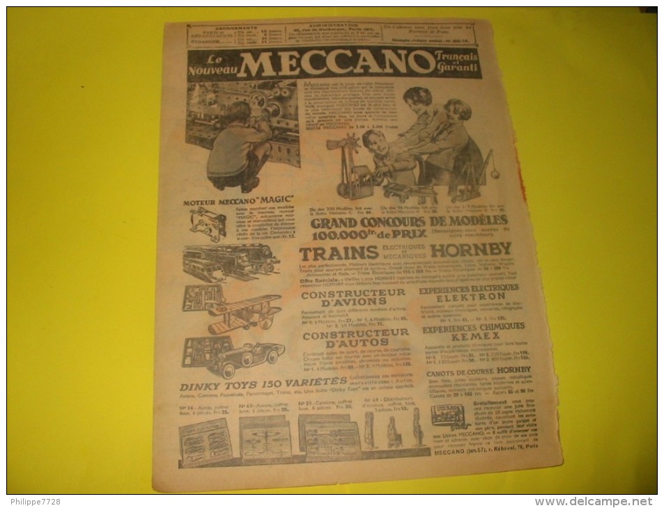 Publicité MECCANO  Trains Voitures Avions 1904 - Publicidad