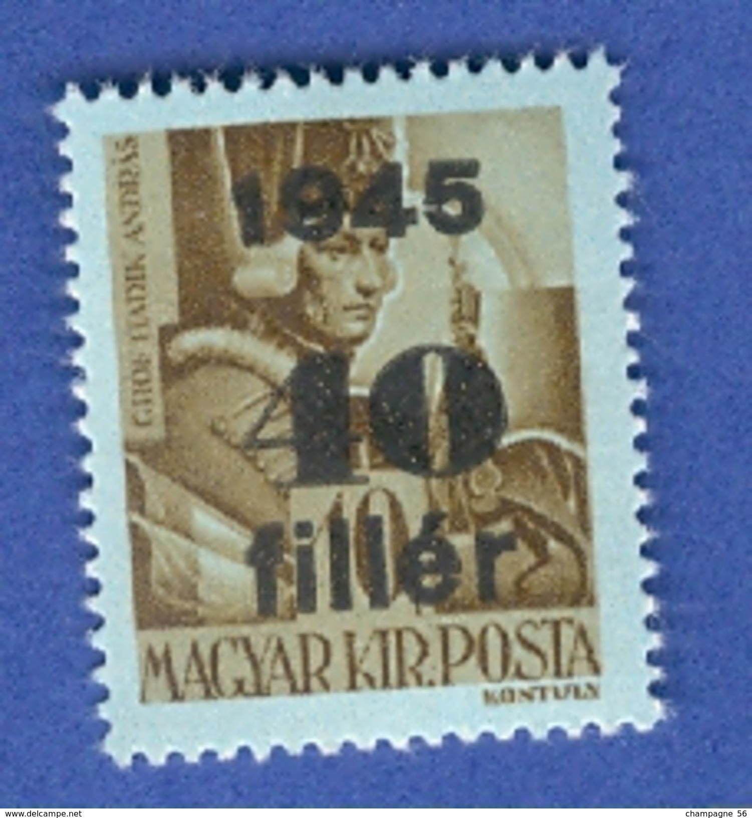 * 1945  N° 687  SURCHARGE    1945  40 FILLER NOIR  10 BRUN   BLEU  NEUF  DOS CHARNIÈRE - Variedades Y Curiosidades