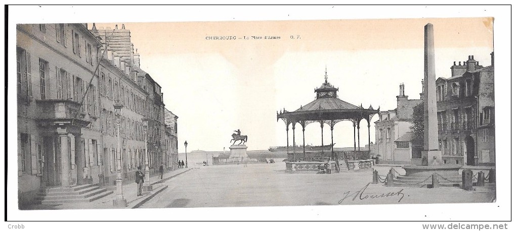 9173 - 50 - CHERBOURG : Carte Panoramique,la Place D'armes, - Cherbourg