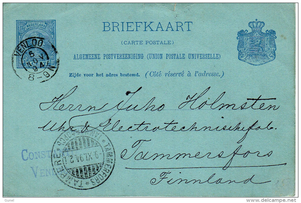 5 NOV 94 Bk Van VENLOO Met Firmastempel Naar Tammerfors In Finland - Postal Stationery