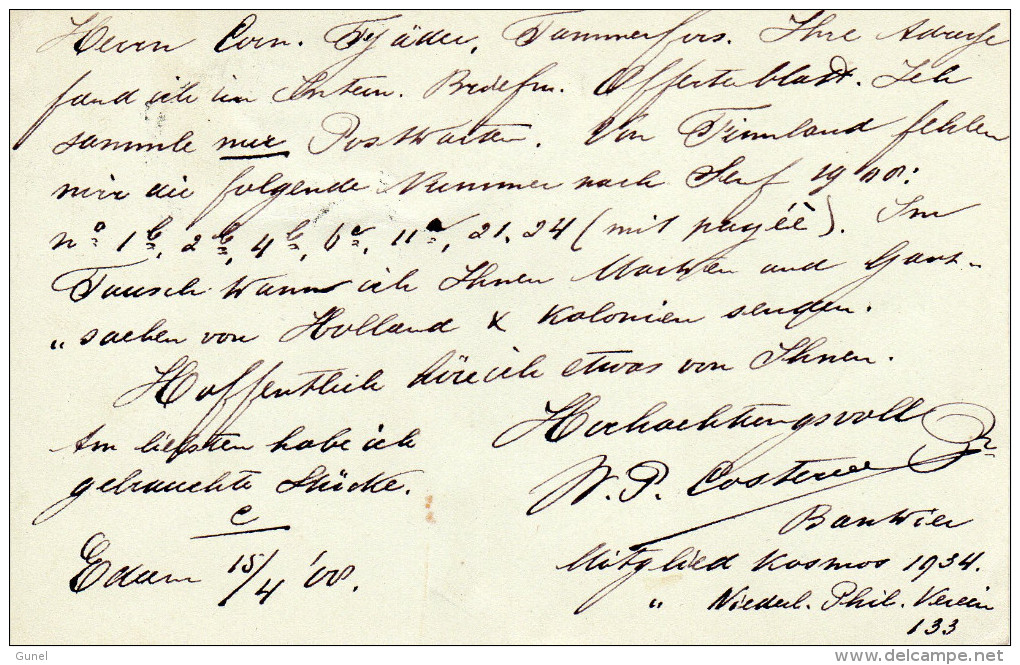 16 APR 1908 Bijgefrankeerde Bk Van EDAM Naar Tammerfors - Postal Stationery