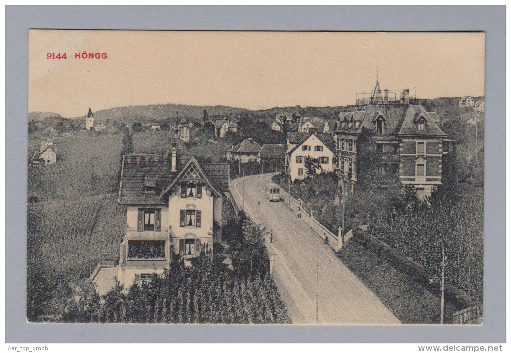 AK ZHs ZÜRICH HÖNGG 1912-04-14 Strasse Mit Tram Fotoglob #9144 - Höngg