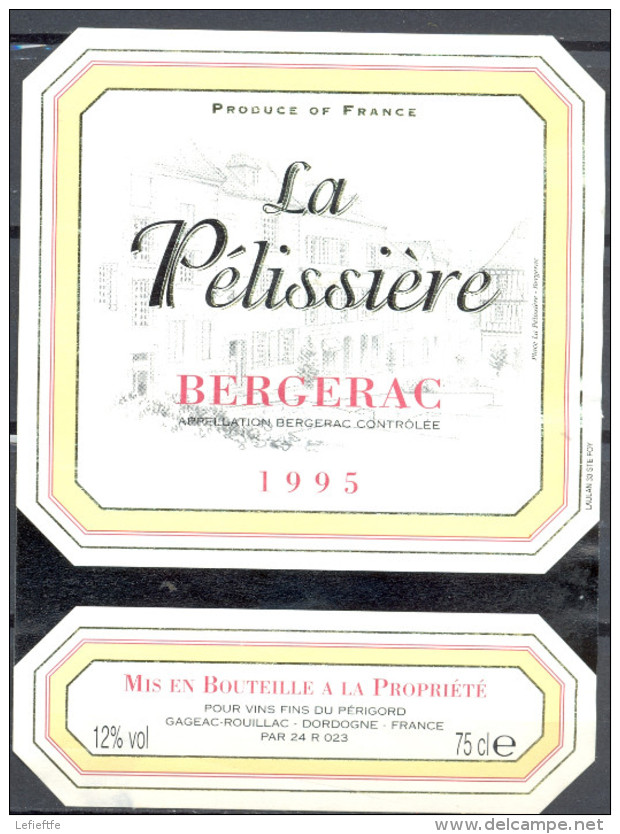 298 - Bergerac - 1995 - La Pélissière - Vins Fins Du Périgord - Gageac Rouillac Dordogne France - Bergerac