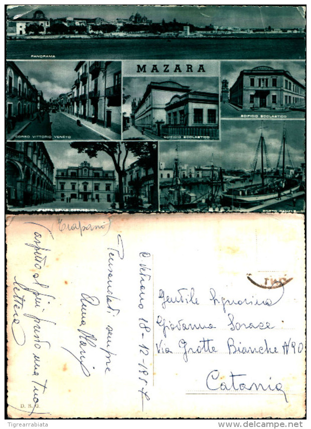 2555a)cartolina Mazara Panorama Ed.D.B.G. Piccola Piega In Alto - Mazara Del Vallo