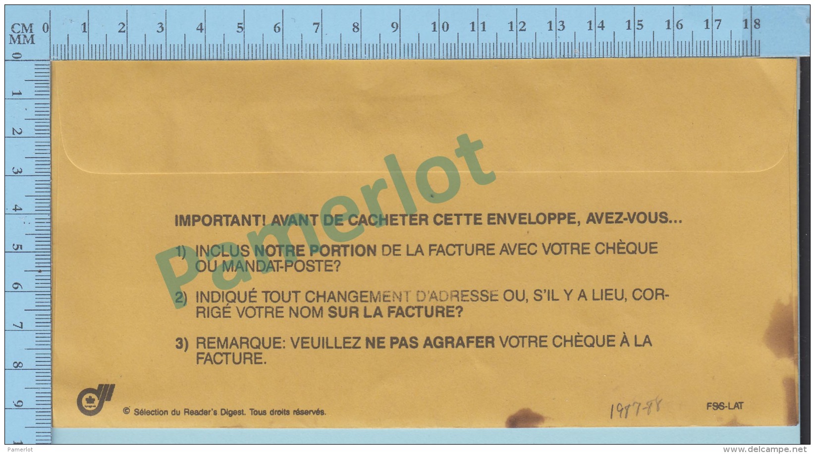 Canada PostPar 30&cent; "Poste Parallèle" - Sur Enveloppe Reader's Digest- 1987-88  Compagnie Privée Grève Postale 2 Sca - Lettres & Documents