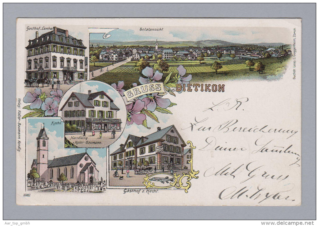 AK ZH DIETIKON 1903-06-15 Schlieren Litho L. Guggenheim - Dietikon