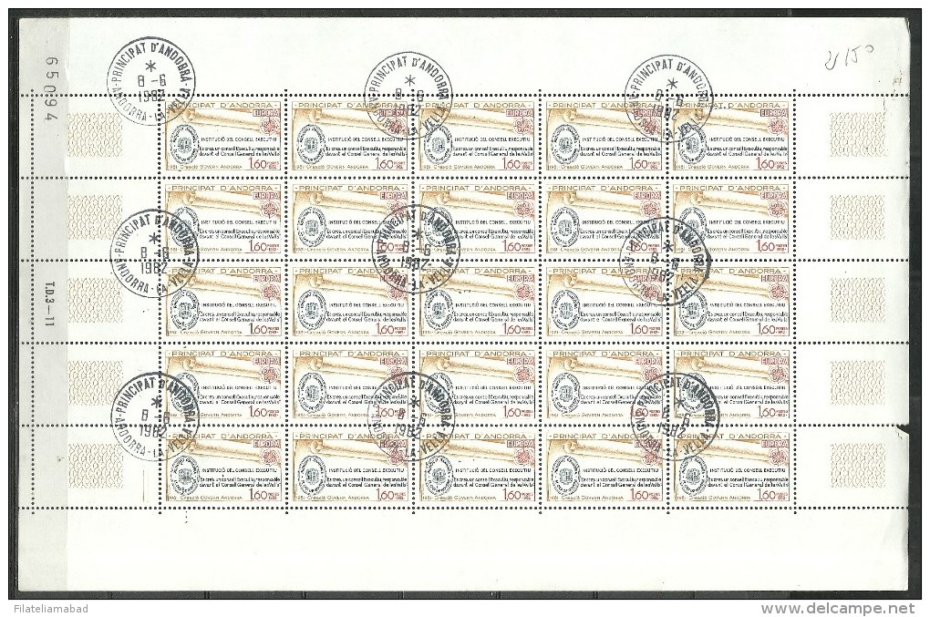 ANDORRA CORREO FRANCES Nº 300/301 TEMA EURIPA 1982 ESTA HOJA O SIMILAR CON MATASELLOS ( C.H. C.06.16) - Blocks & Kleinbögen