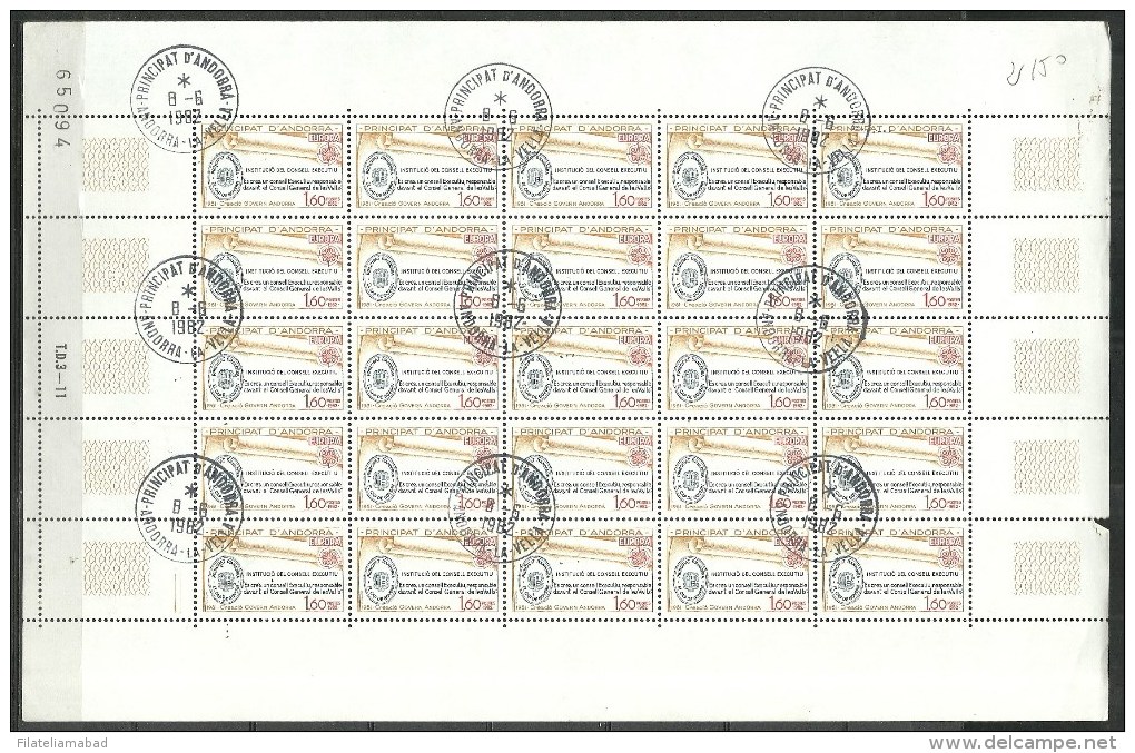 ANDORRA CORREO FRANCES Nº 300/301 TEMA EURIPA 1982 ESTA HOJA O SIMILAR CON MATASELLOS ( C.H. C.06.16) - Blocs-feuillets