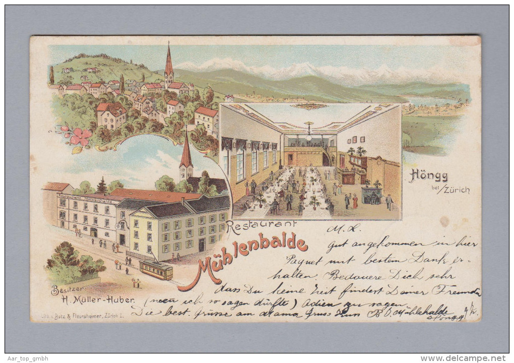 AK ZHs ZÜRICH HÖNGG 1906-10-15 Höngg Steindruck Litho Butz & Fleursheimer - Höngg