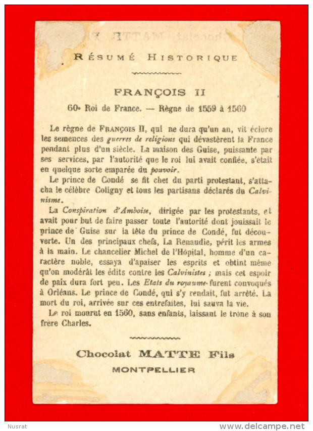 Chocolat Matte, Jolie Chromo Lith. Bognard BO1-2, Petit Vigneron Avec Sa Hotte Fumant Une Pipe - Otros & Sin Clasificación