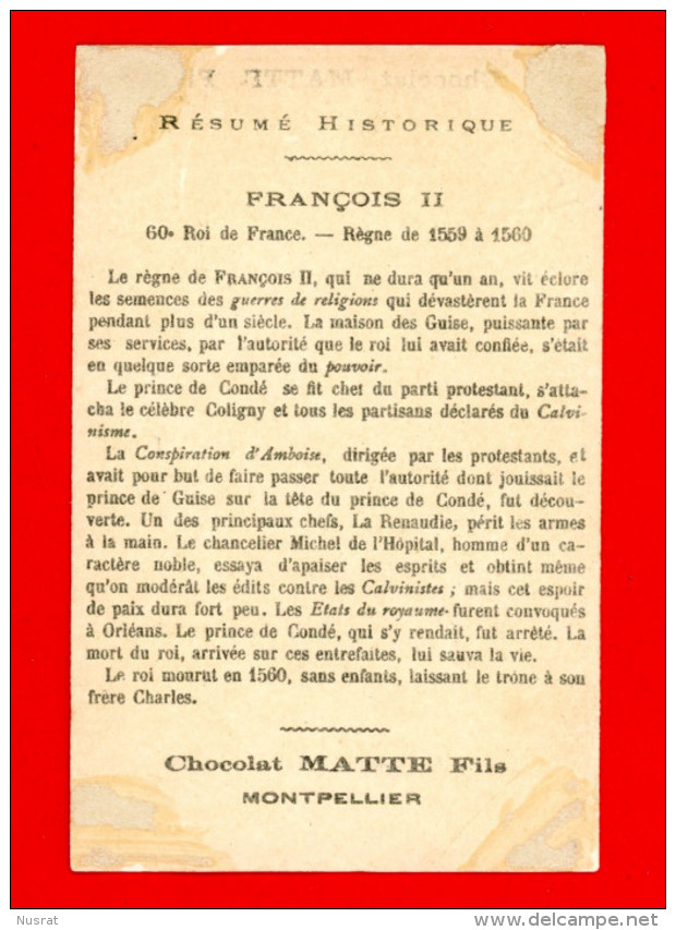 Chocolat Matte, Jolie Chromo Lith. Bognard BO1-2, Petit Vigneron Avec Sa Hotte Fumant Une Pipe - Autres & Non Classés